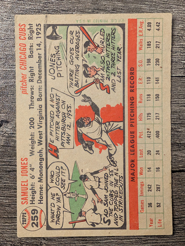 1956 Topps #259 Sam Jones Low Grade