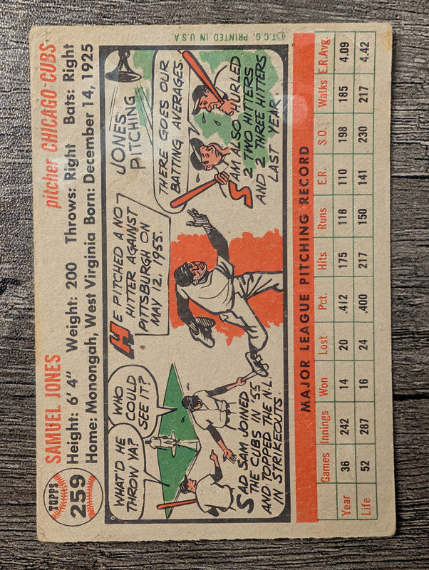 1956 Topps #259 Sam Jones Low Grade
