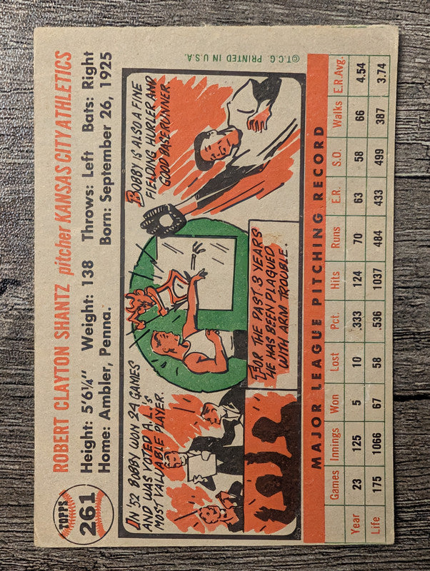 1956 Topps #261 Bobby Shantz Low Grade
