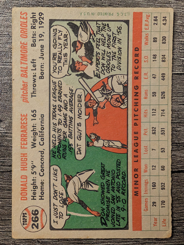 1956 Topps #266 Don Ferrarese Low Grade