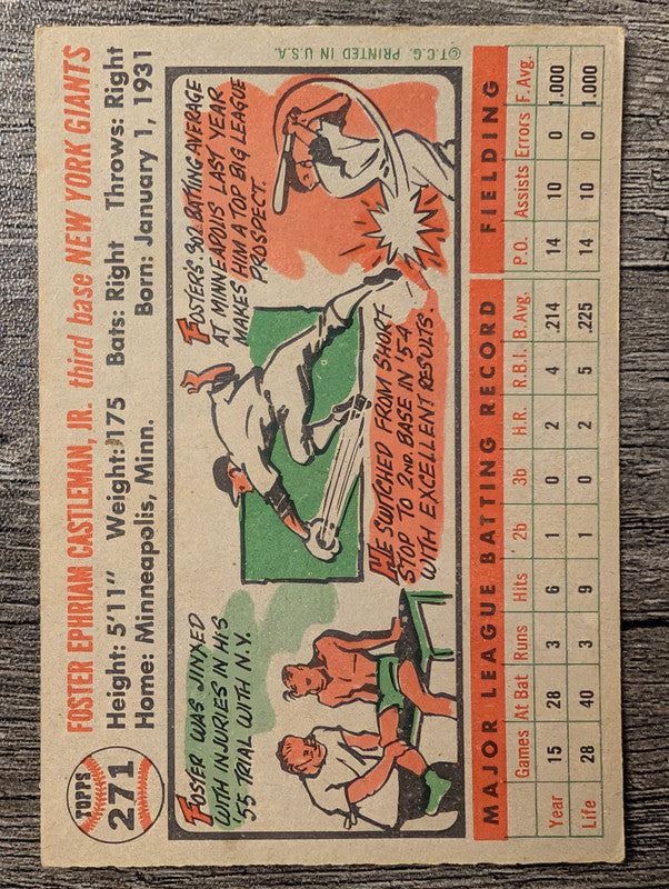 1956 Topps #271 Foster Castleman RC Low Grade