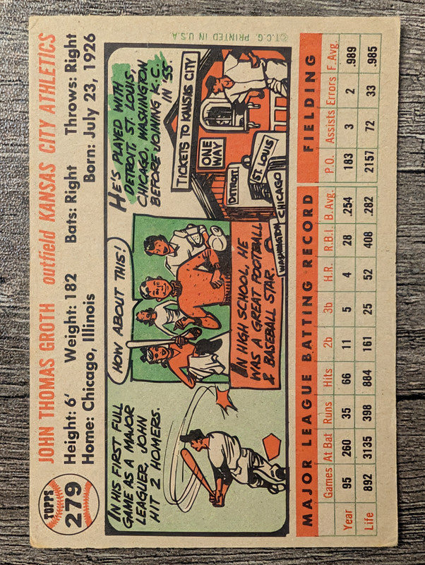 1956 Topps #279 Johnny Groth Low Grade