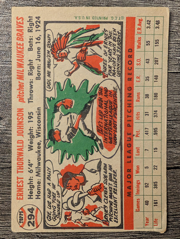 1956 Topps #294 Ernie Johnson Low Grade
