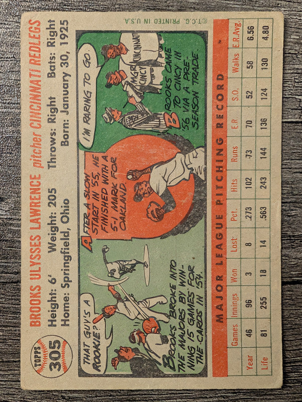 1956 Topps #305 Brooks Lawrence Low Grade