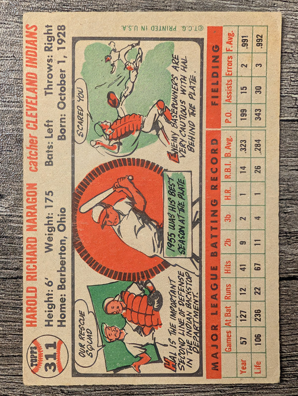 1956 Topps #311 Hal Naragon Low Grade
