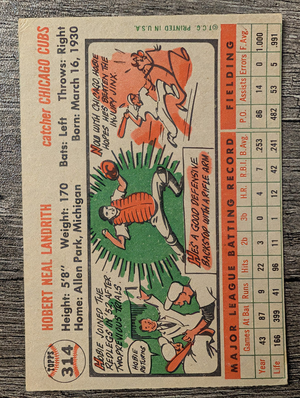1956 Topps #314 Hobie Landrith Low Grade