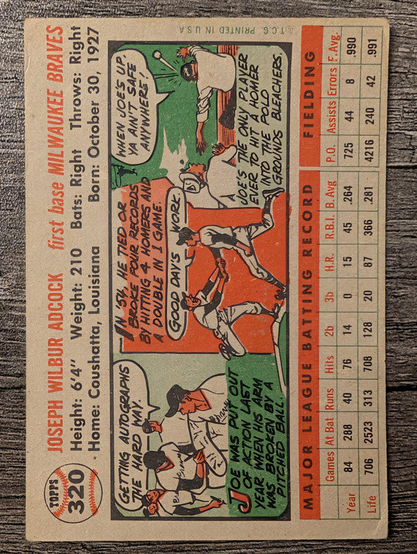 1956 Topps #320 Joe Adcock Low Grade