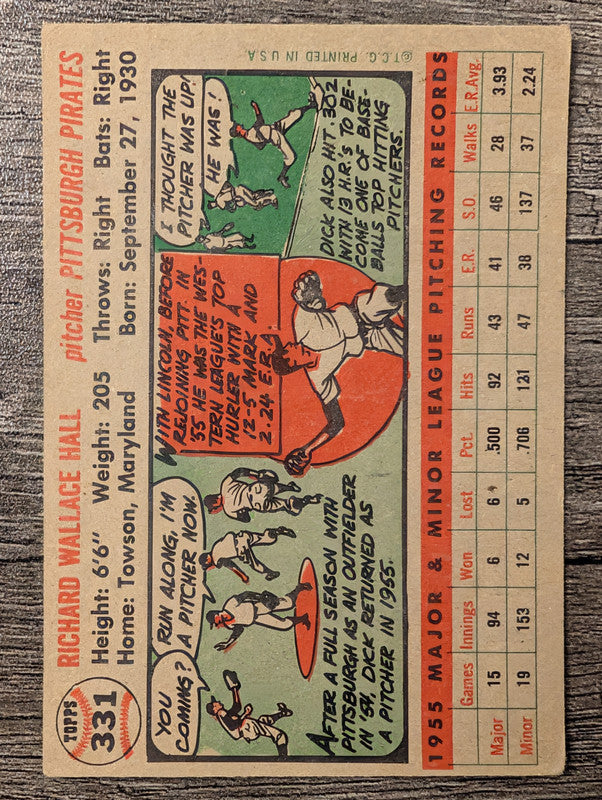 1956 Topps #331 Dick Hall Low Grade