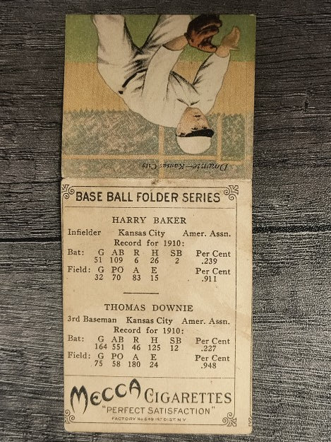 1911 Mecca Double Folders T201 #2 Harry Baker/Thomas Downie LOW GRADE
