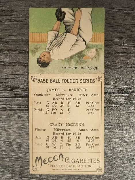 1911 Mecca Double Folders T201 #3 Jimmy Barrett/Ulysses McGlyn LOW GRADE