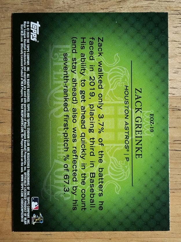 2020 Stadium Club Emperors of the Zone #EOZ10 Zack Greinke