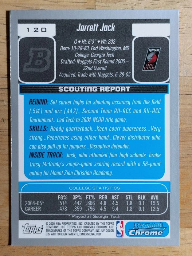 2005-06 Bowman Chrome #120 Jarrett Jack RC