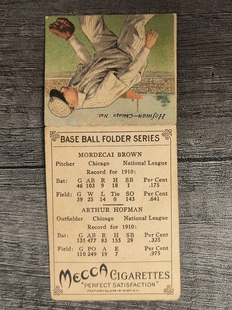 1911 Mecca Double Folders T201 #5 Mordecai Brown/Solly Hofman LOW GRADE