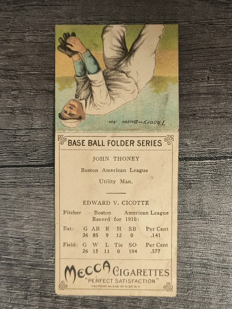 1911 Mecca Double Folders T201 #7 Eddie Cicotte/Johny Thoney LOW GRADE