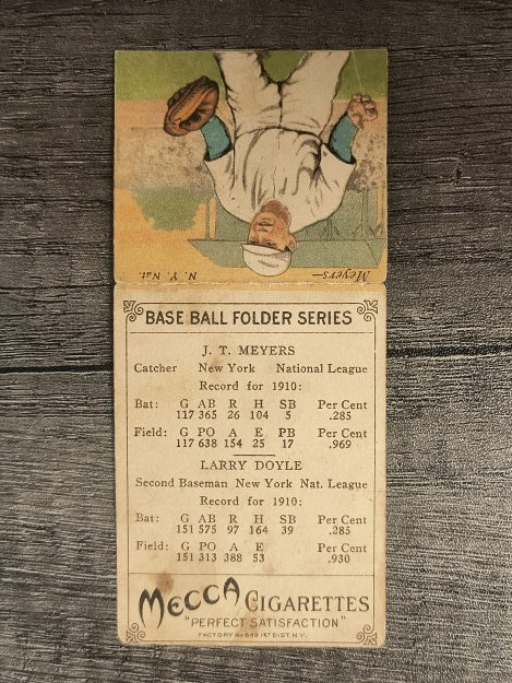 1911 Mecca Double Folders T201 #13 Larry Doyle/Chief Meyers LOW GRADE