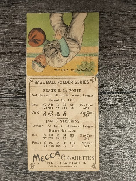 1911 Mecca Double Folders T201 #27 Frank LaPorte/James Stephens LOW GRADE