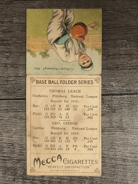1911 Mecca Double Folders T201 #29 Tommy Leach/George Gibson LOW GRADE
