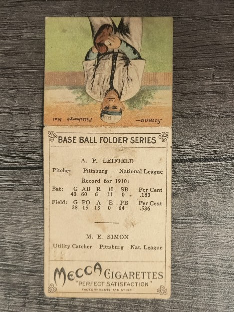 1911 Mecca Double Folders T201 #30 Lefty Leifield/Michael Simon LOW GRADE