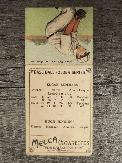 1911 Mecca Double Folders T201 #43 Ed Summers/Hugh Jennings LOW GRADE