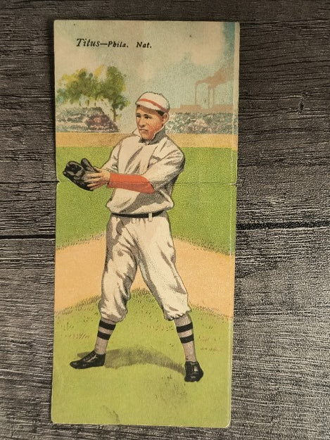 1911 Mecca Double Folders T201 #45 John Titus/Red Dooin LOW GRADE
