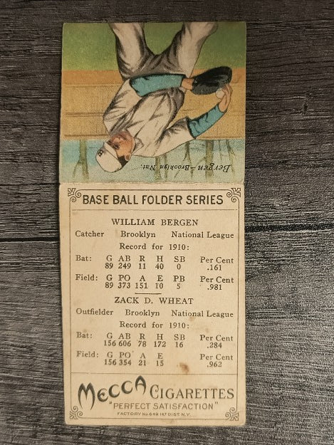 1911 Mecca Double Folders T201 #48 Zach Wheat/Bill Bergen LOW GRADE