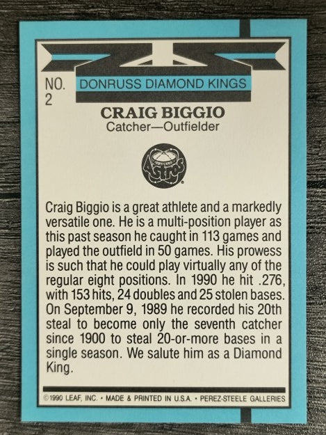 1991 Donruss #2 Craig Biggio DK