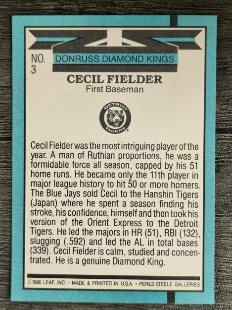 1991 Donruss #3 Cecil Fielder DK