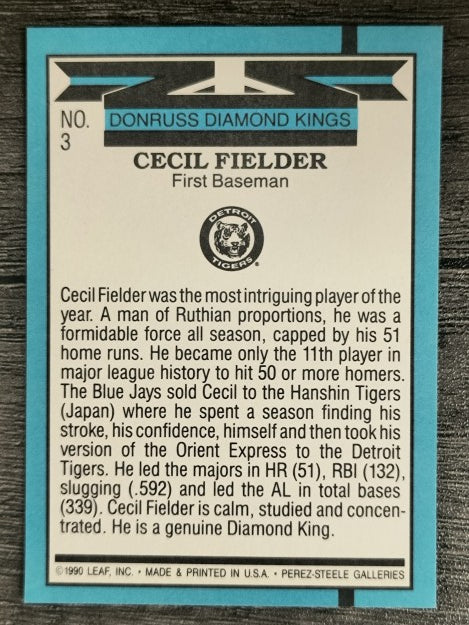 1991 Donruss #3 Cecil Fielder DK