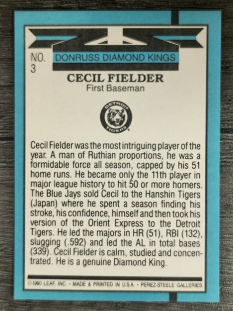 1991 Donruss #3 Cecil Fielder DK