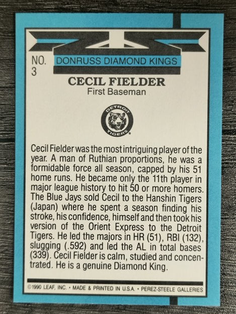 1991 Donruss #3 Cecil Fielder DK