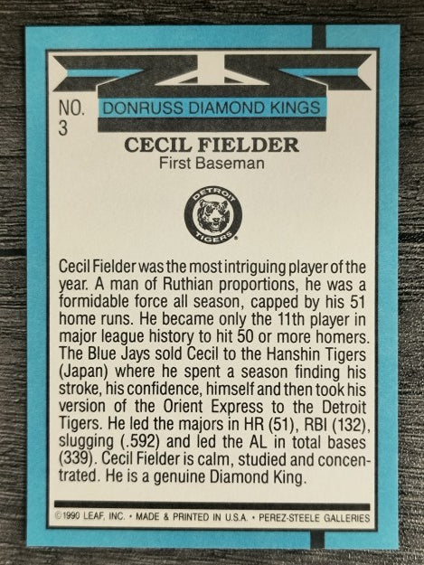 1991 Donruss #3 Cecil Fielder DK