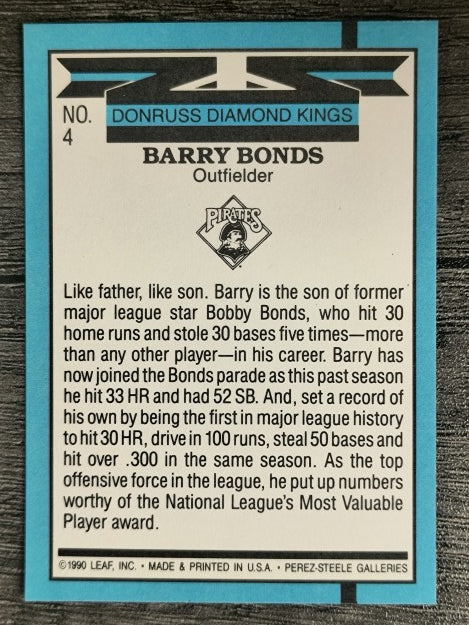 1991 Donruss #4 Barry Bonds DK