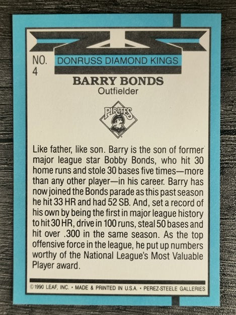 1991 Donruss #4 Barry Bonds DK