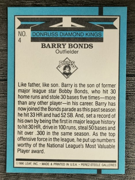 1991 Donruss #4 Barry Bonds DK
