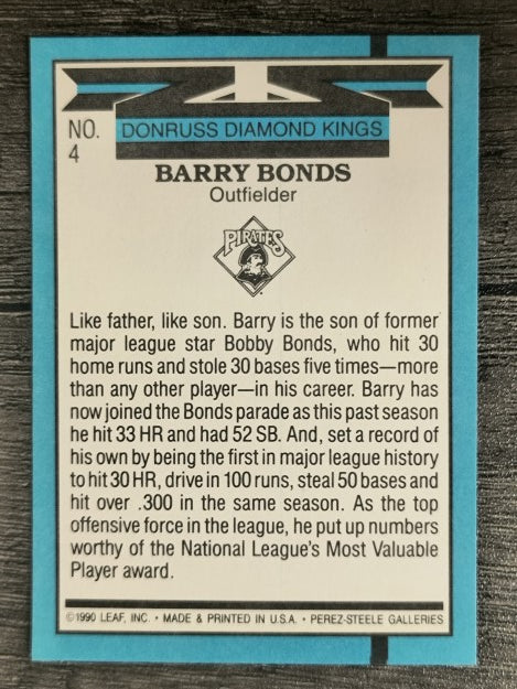 1991 Donruss #4 Barry Bonds DK