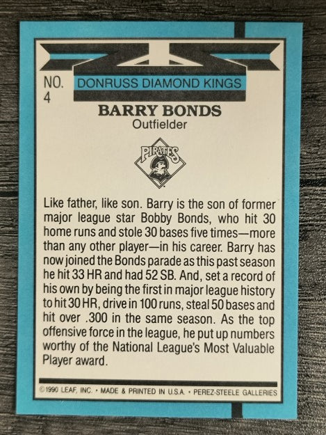 1991 Donruss #4 Barry Bonds DK