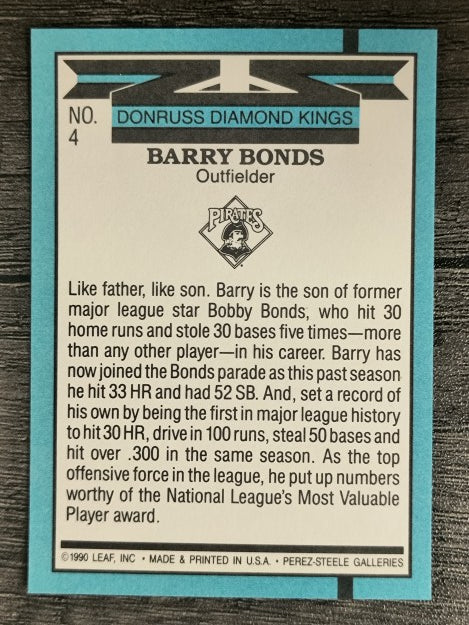 1991 Donruss #4 Barry Bonds DK