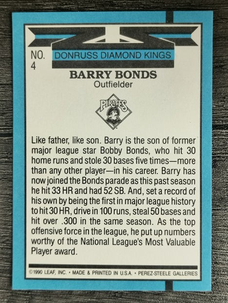 1991 Donruss #4 Barry Bonds DK