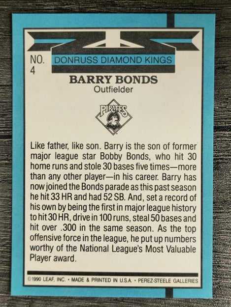 1991 Donruss #4 Barry Bonds DK