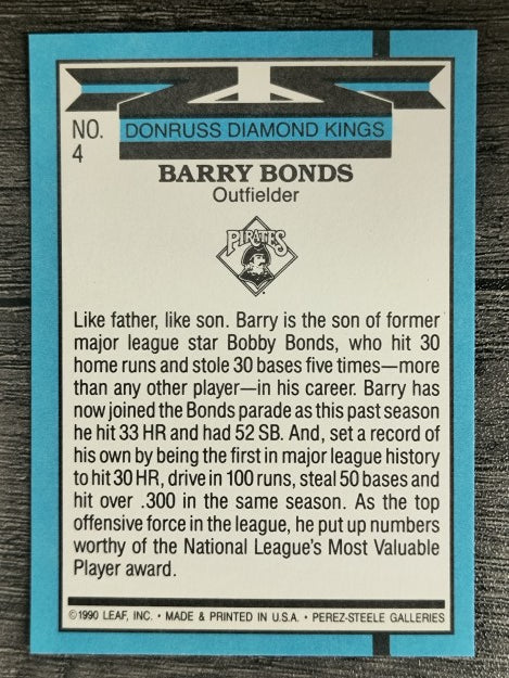 1991 Donruss #4 Barry Bonds DK