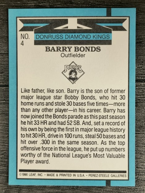 1991 Donruss #4 Barry Bonds DK