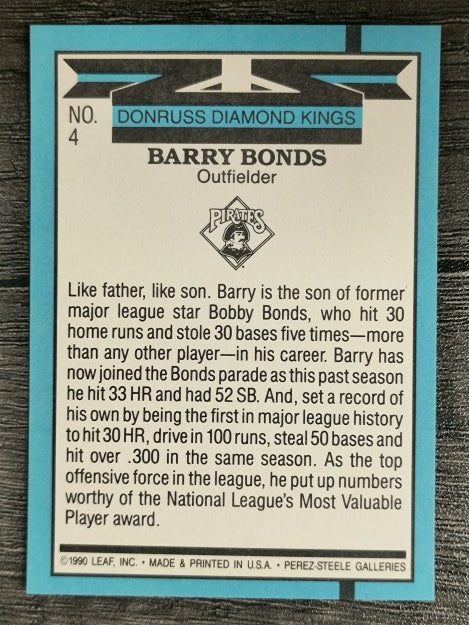 1991 Donruss #4 Barry Bonds DK