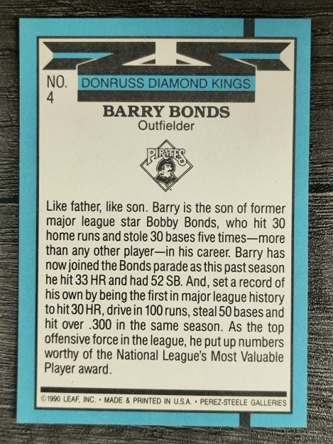 1991 Donruss #4 Barry Bonds DK