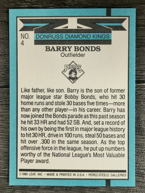 1991 Donruss #4 Barry Bonds DK