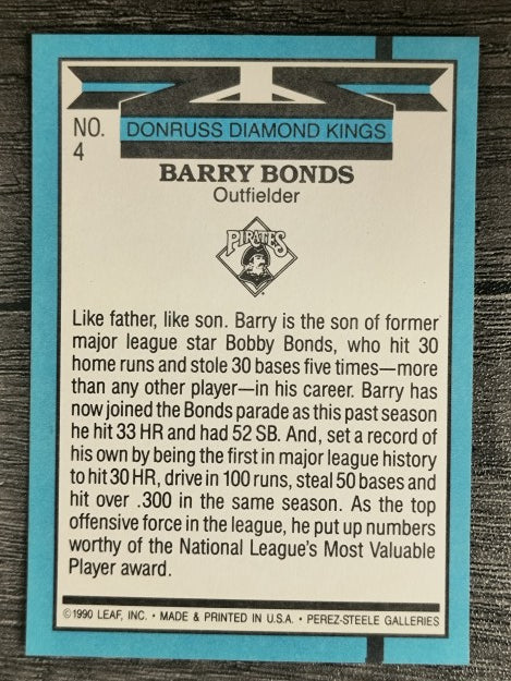 1991 Donruss #4 Barry Bonds DK