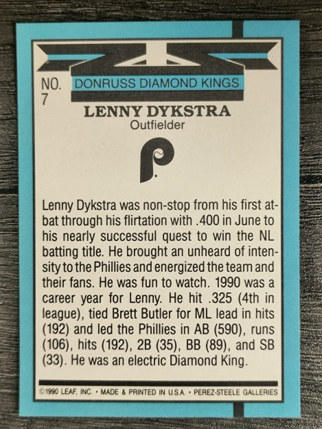 1991 Donruss #7 Len Dykstra DK