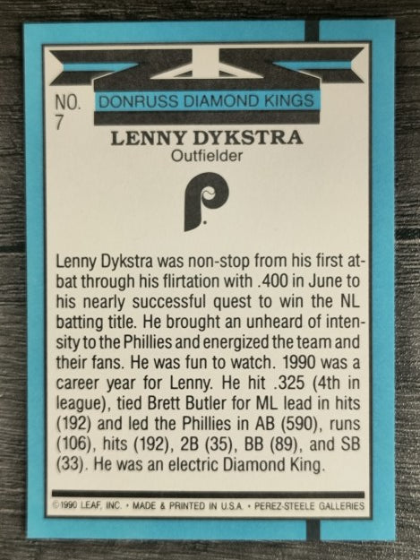 1991 Donruss #7 Len Dykstra DK