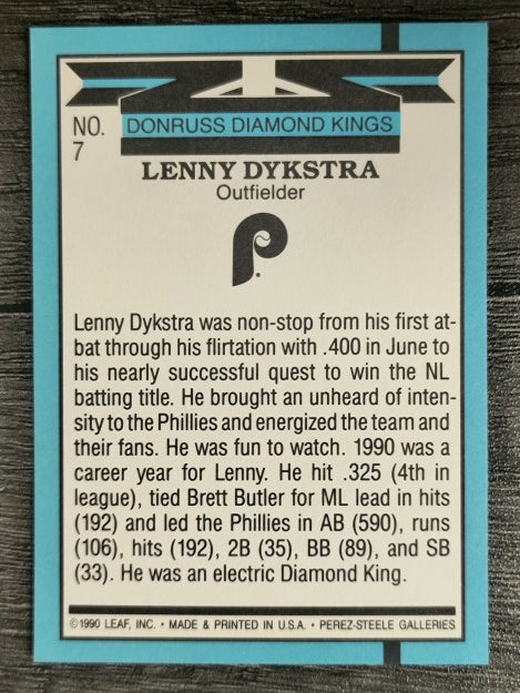 1991 Donruss #7 Len Dykstra DK