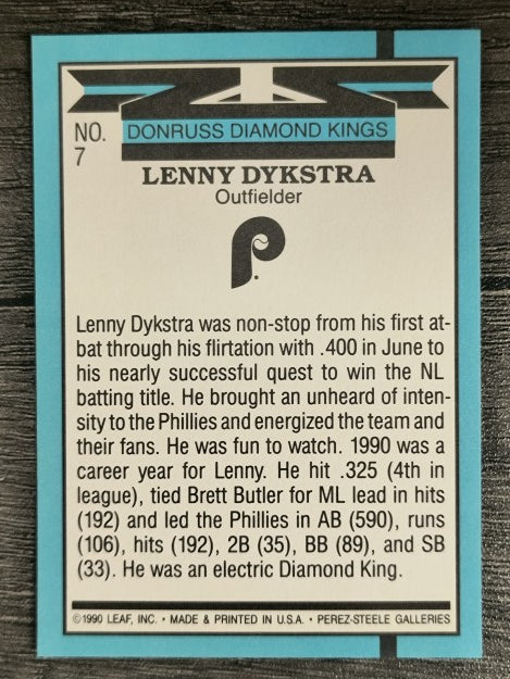 1991 Donruss #7 Len Dykstra DK