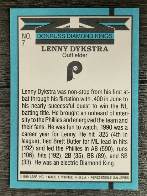 1991 Donruss #7 Len Dykstra DK